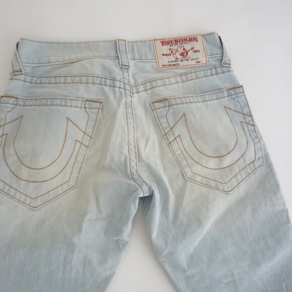 True Religion World Tour Section Moto Light Wash Skinny Blue Denim Jeans 28 - Picture 15 of 16